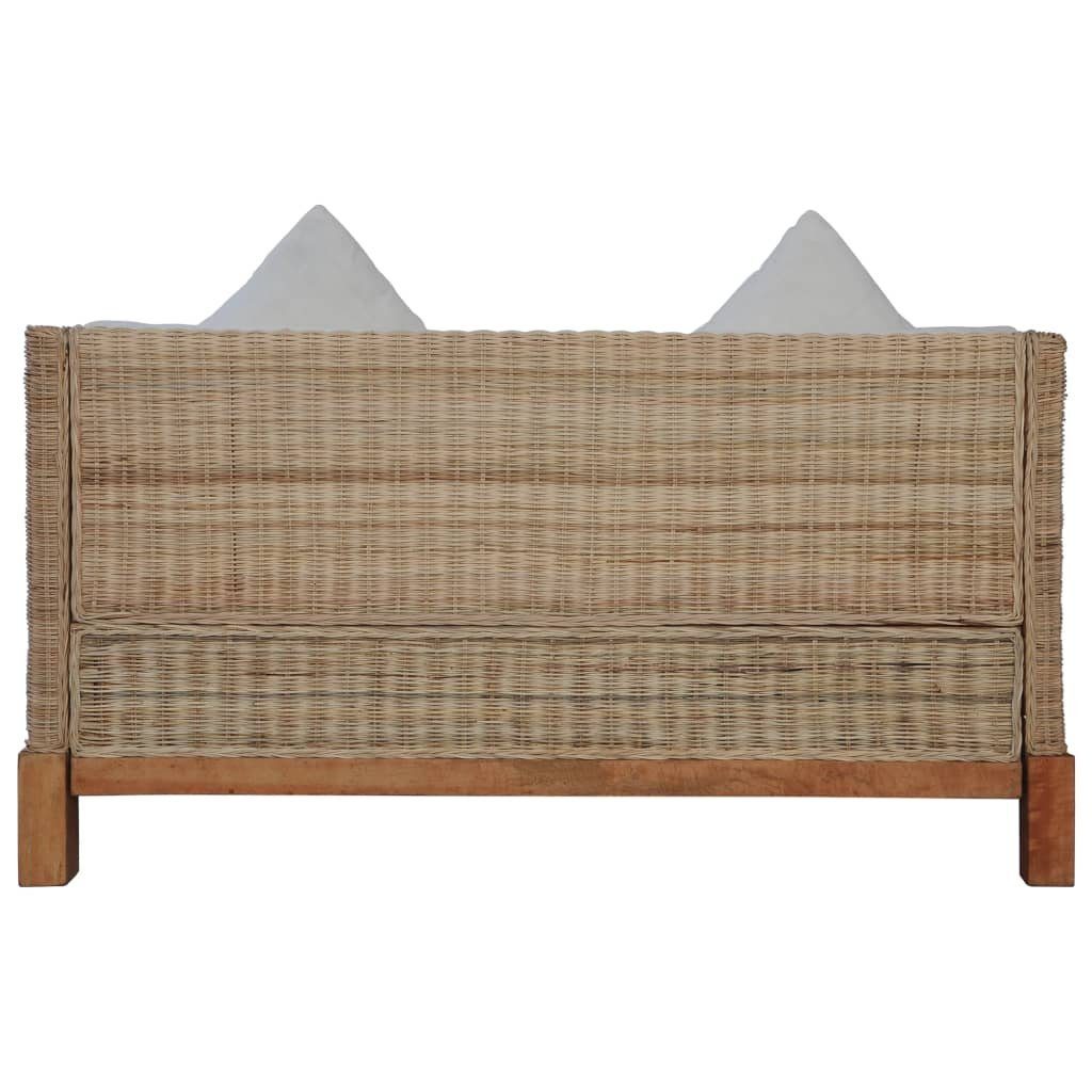 Sofa 2-Sitzer-Sofa mit Couch Natur vidaXL Rattan Auflagen