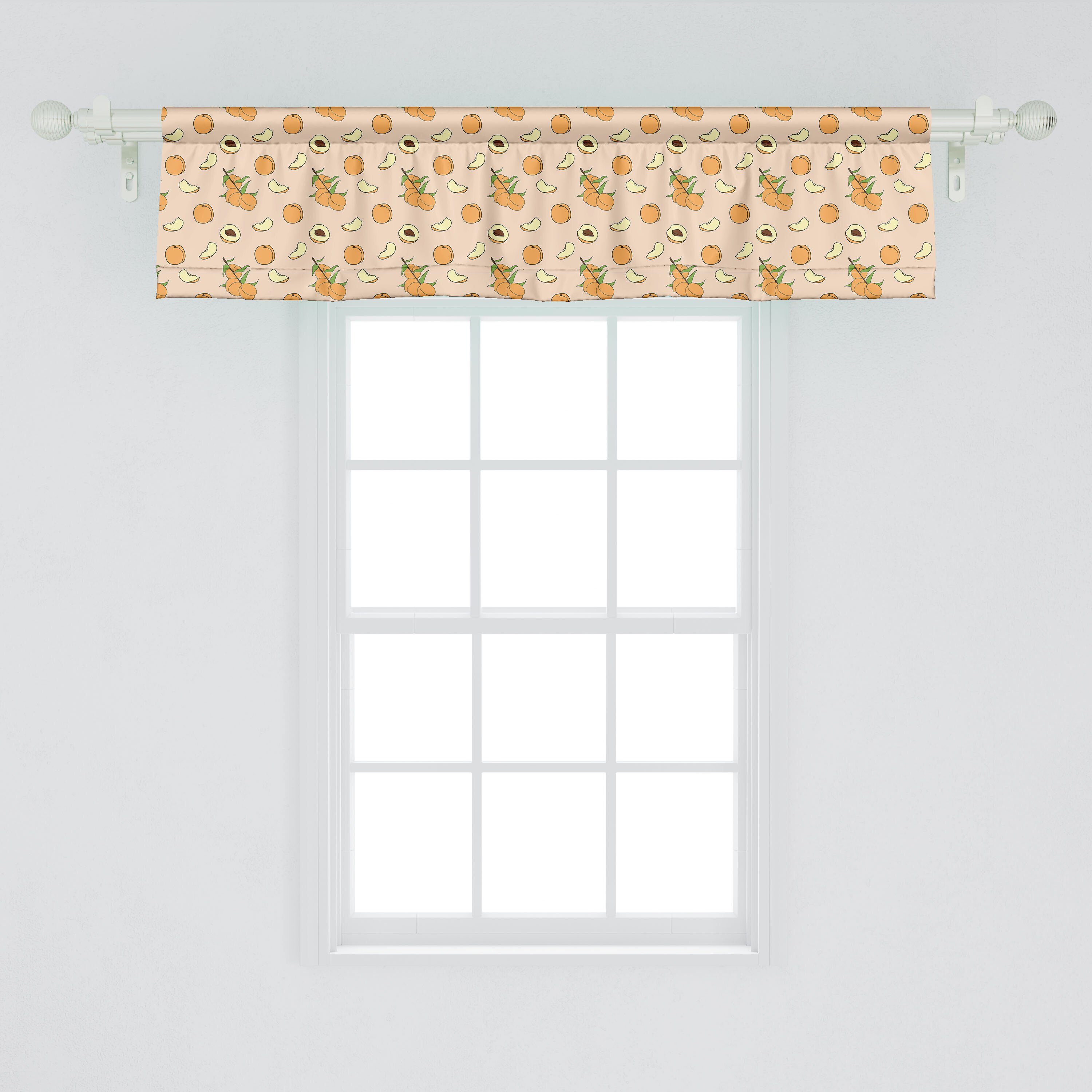Scheibengardine Vorhang Volant Microfaser, Pfirsiche Schlafzimmer Früchte im mit Abakuhaus, für Dekor Cartoon-Stil Stangentasche, Küche