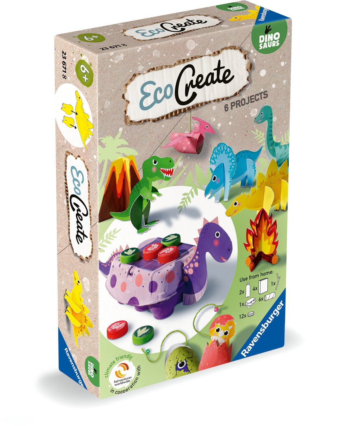 Ravensburger Kreativset Upcycling Basteln EcoCreate Mini Brüllende Dinosaurier 23671
