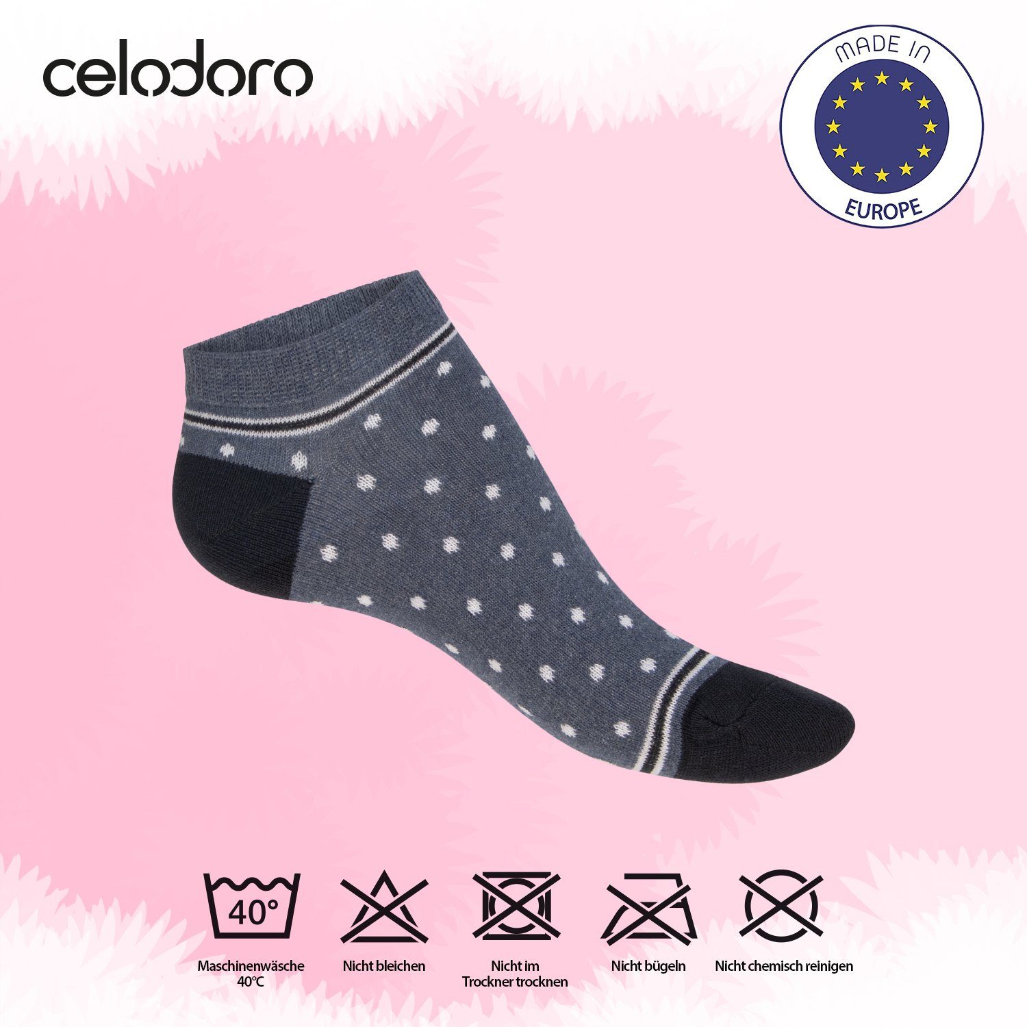celodoro Sneakersocken Eco Sneaker Socken Damen (10 Paar) aus regenerativer Baumwolle (10-Paar) – Bild 3 von 3