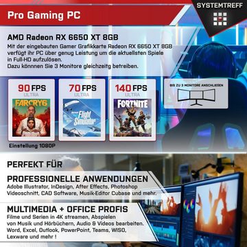 SYSTEMTREFF Basic Gaming-PC (Intel Core i5 12600K, Radeon RX 6650 XT, 16 GB RAM, 1000 GB SSD, Luftkühlung, Windows 11, WLAN)