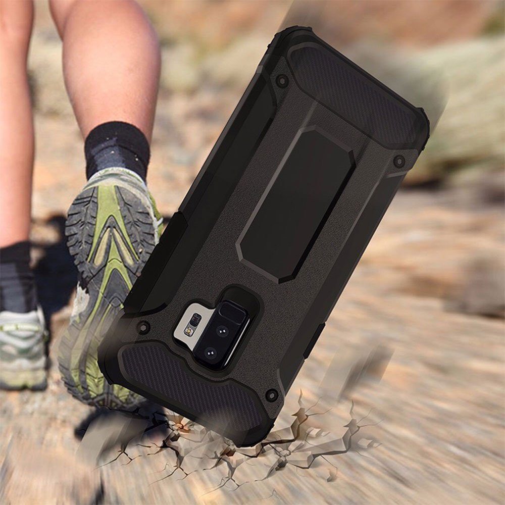 FITSU Handyhülle Outdoor Hülle für Samsung Galaxy S9 Schwarz, Robuste Handyhülle Outdoor Case stabile Schutzhülle mit Eckenschutz