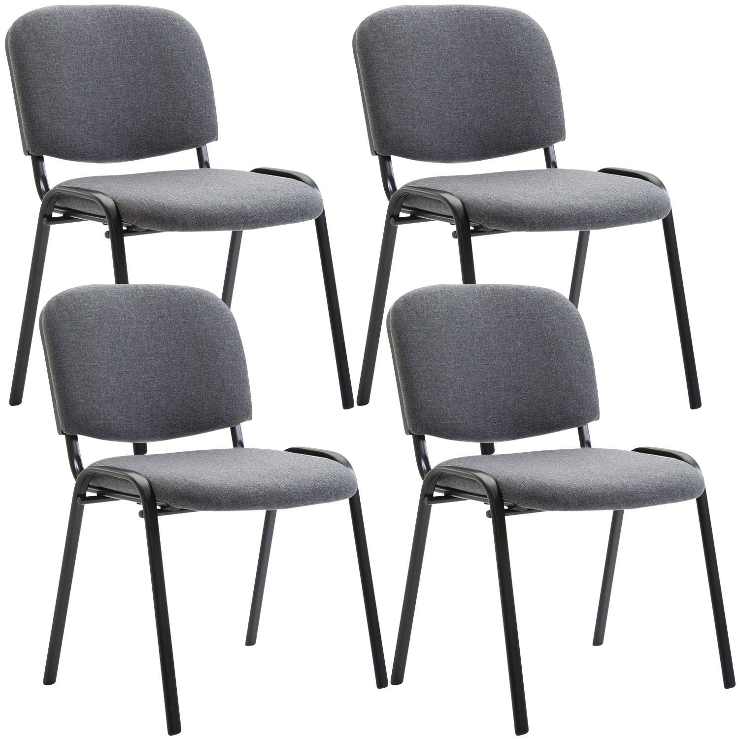 TPFLiving Besucherstuhl Keen mit hochwertiger 4 - Warteraumstuhl Messestuhl, schwarz St), Stoff - - Gestell: - Konferenzstuhl (Besprechungsstuhl Metall Sitzfläche: grau Polsterung
