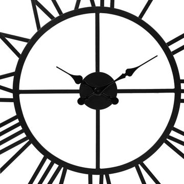 WOMO-DESIGN Wanduhr Designuhr Dekouhr Dekorative Uhr Design Uhr (Schwarz Ø92cm Rund Unikat handgefertigt Eisen Vintage-Stil Lautlos)