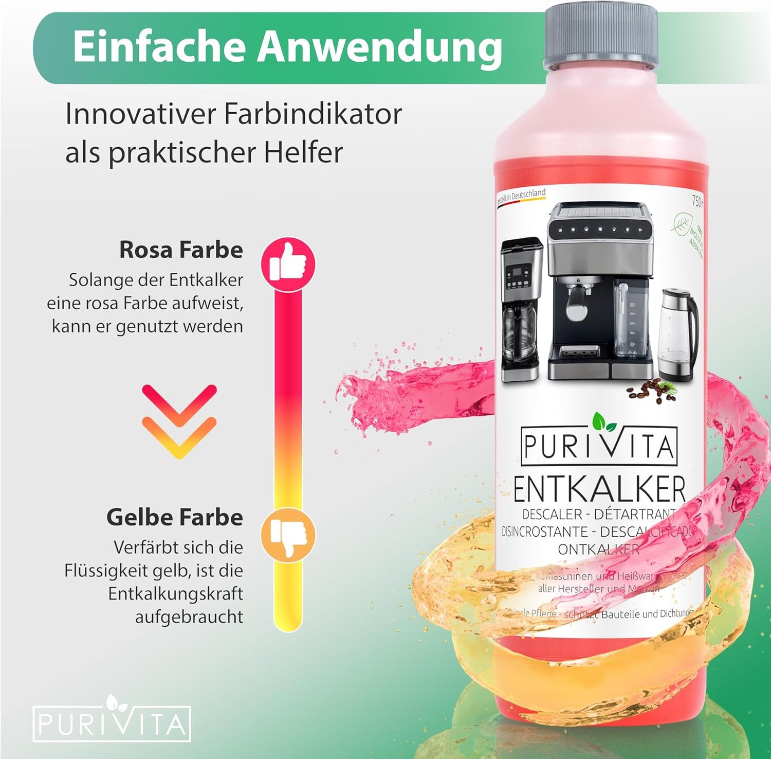Purivita Purivita Flüssigentkalker, Universal 750ml Flüssigentkalker (Universal Entkalker)
