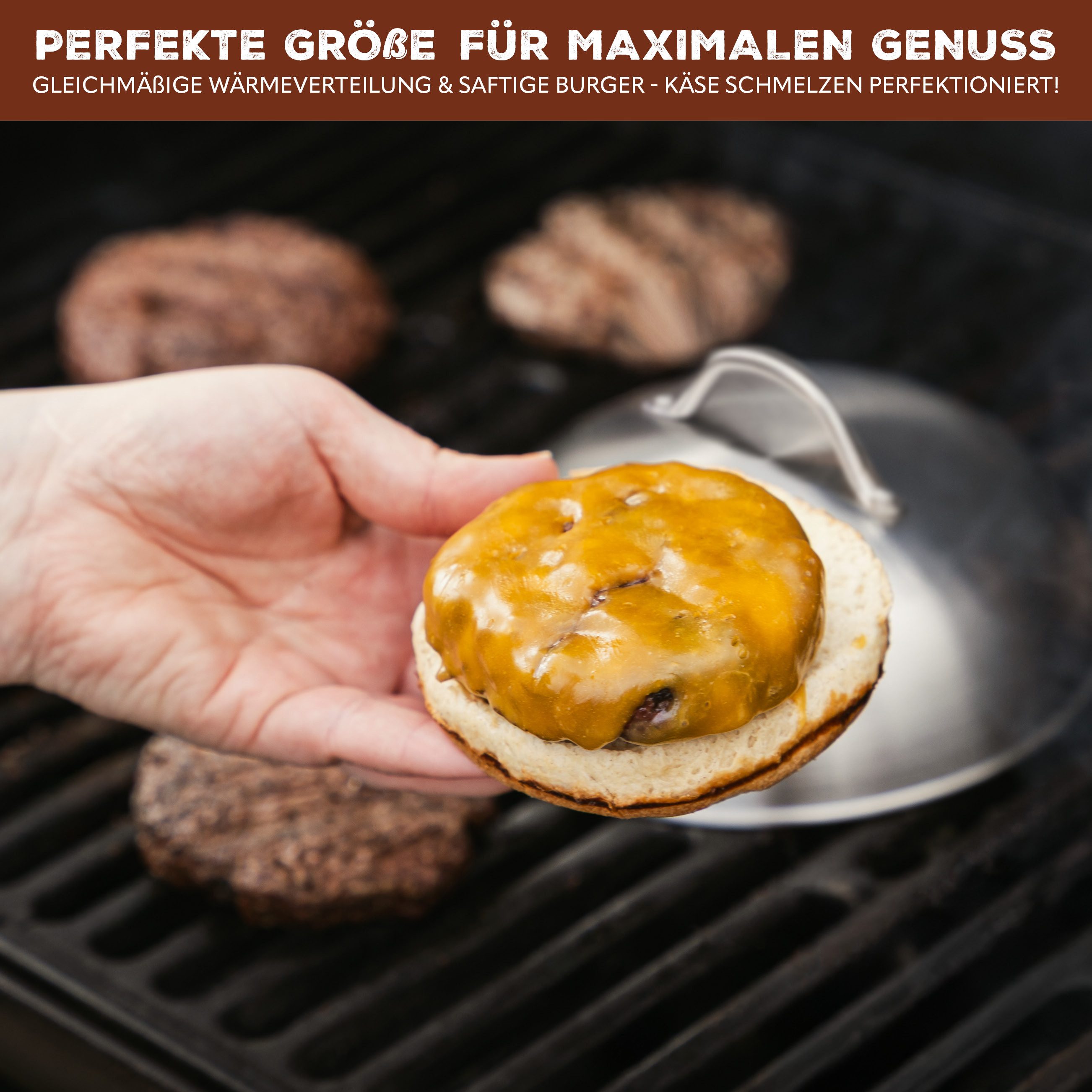 bremermann Brathaube Burgerhaube 32 cm // Grillhaube Schmelzglocke Burger-Cover, (1-tlg) – Bild 4 von 5