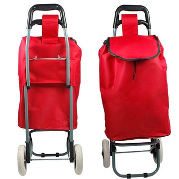 HELO24 Einkaufstrolley Trolley Einkaufswagen Handwagen Koffer Handgepäck rot klappbar