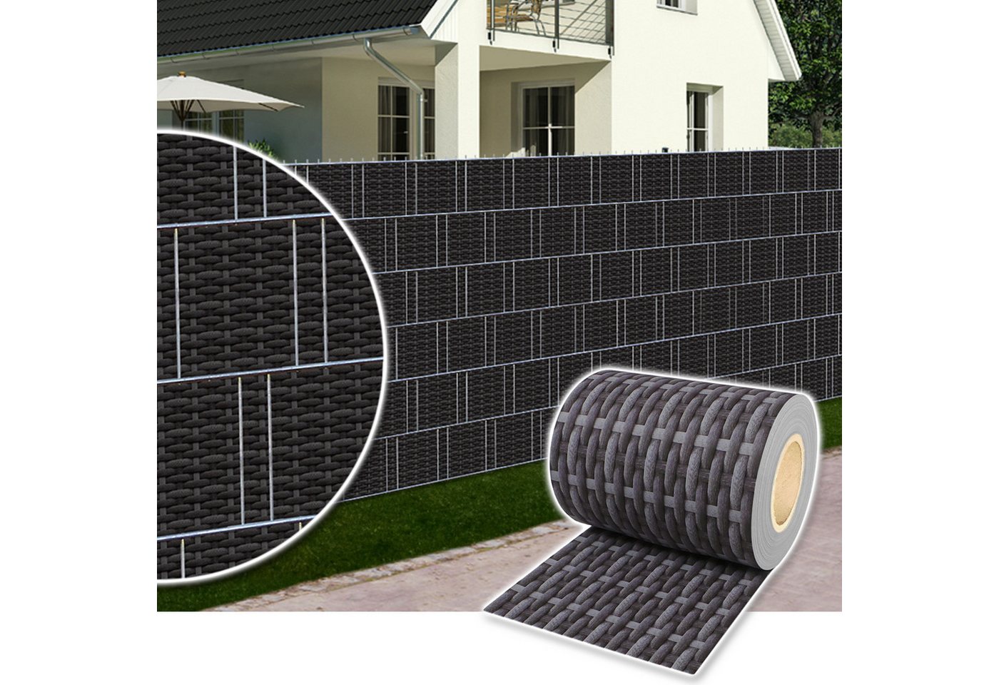 Thumbnail - Plantiflex Sichtschutzstreifen Sichtschutz Rolle 35m blickdicht PVC Zaunfolie, (Sichtschutzfolie Windschutz, für Doppels...