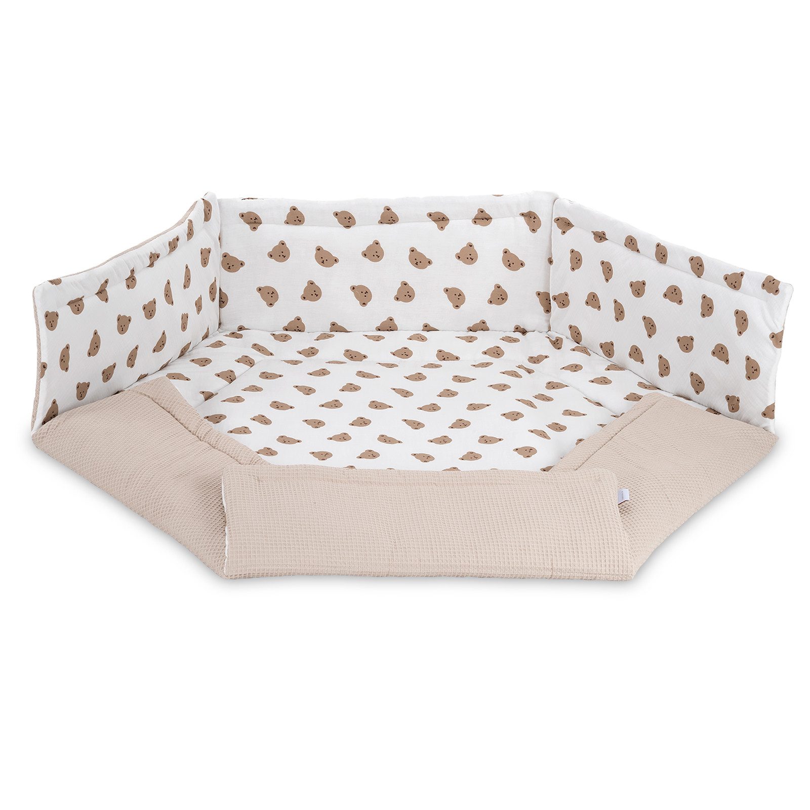 FabiMax Laufgittereinlage 6-eckig (115x100 cm), mit Seitenschutz, Obermaterial aus 100% Baumwolle