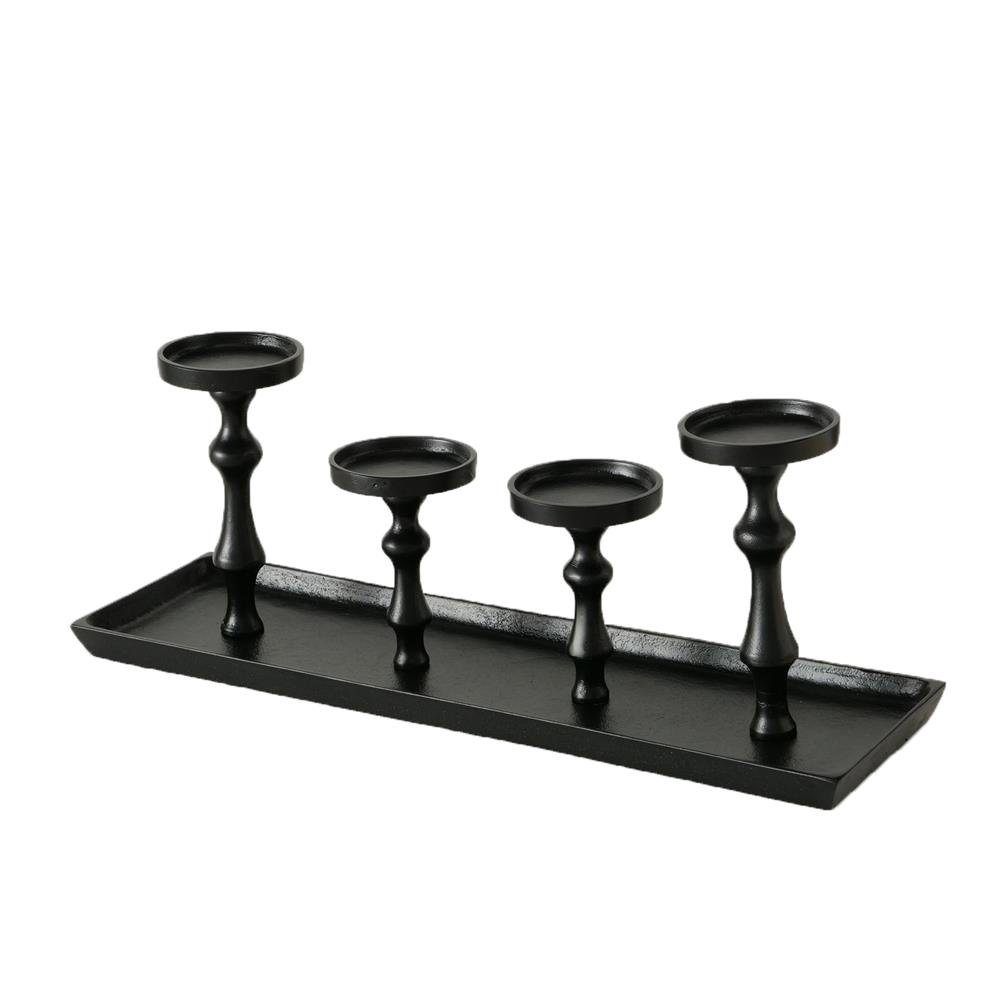 BOLTZE Kerzenleuchter Furo, für 4 Kerzen, aus Metall, Schwarz, Rechteckig