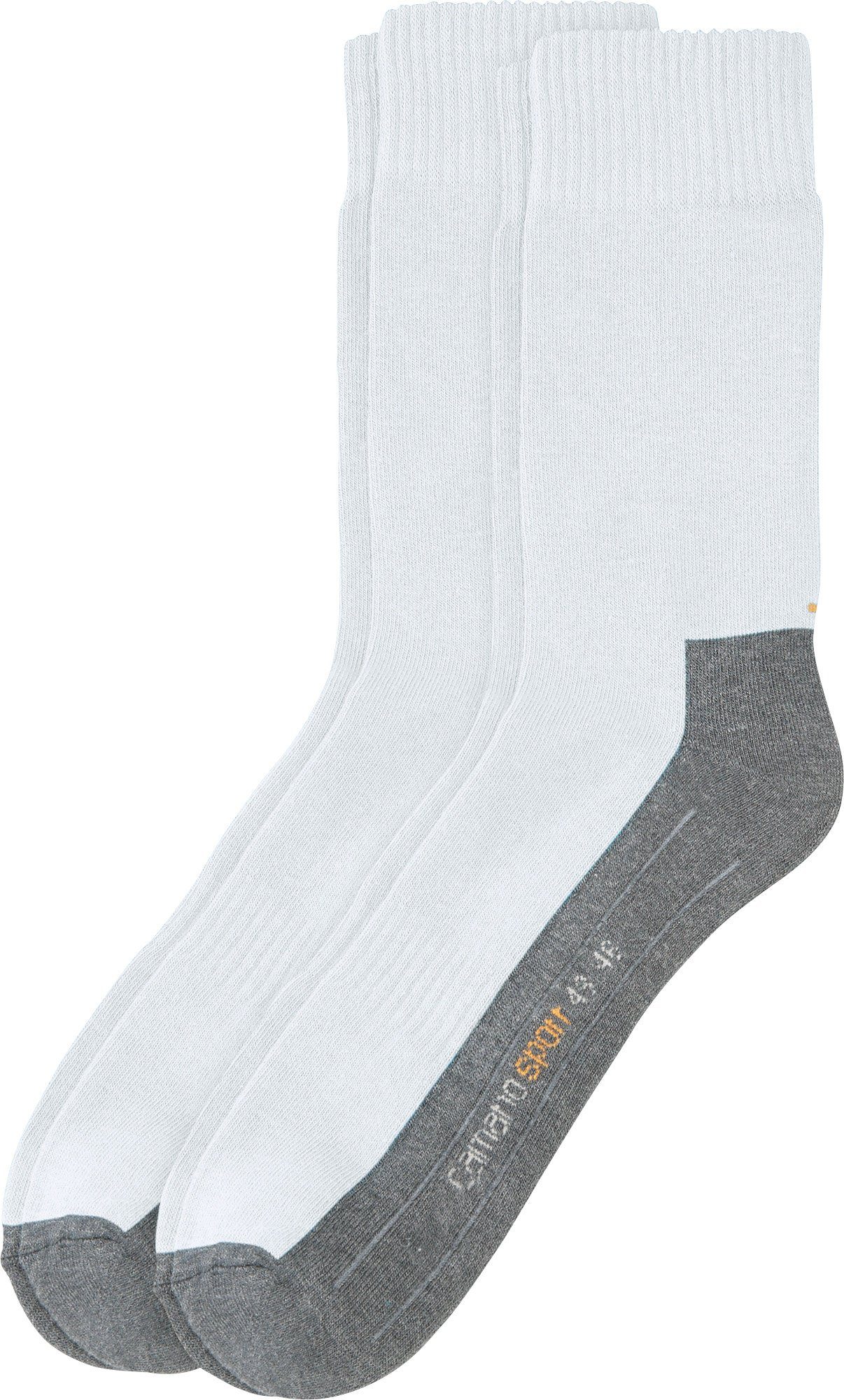 Camano Socken Unisex-Sportsocken 2 Paar Uni weiß