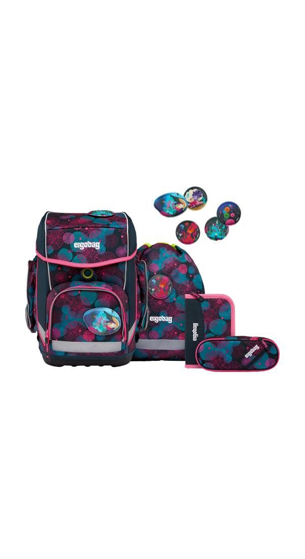 ergobag Schulranzen cubo Set (5-tlg., 5-teiliges Set), größenverstellbares Rückensystem