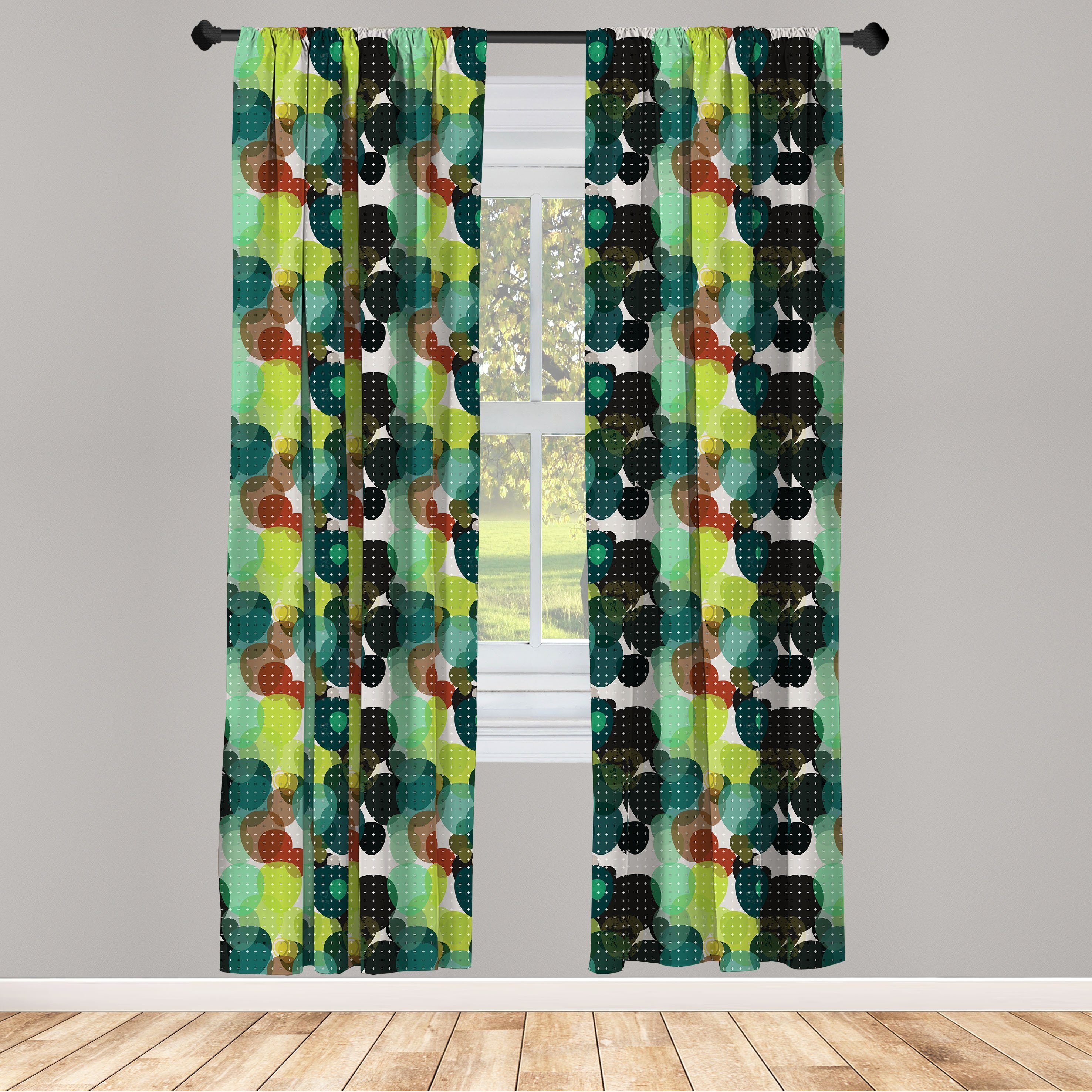 Gardine Vorhang für Wohnzimmer Schlafzimmer Dekor, Abakuhaus, Microfaser, Modern Bunte Runde Blots Zeichen