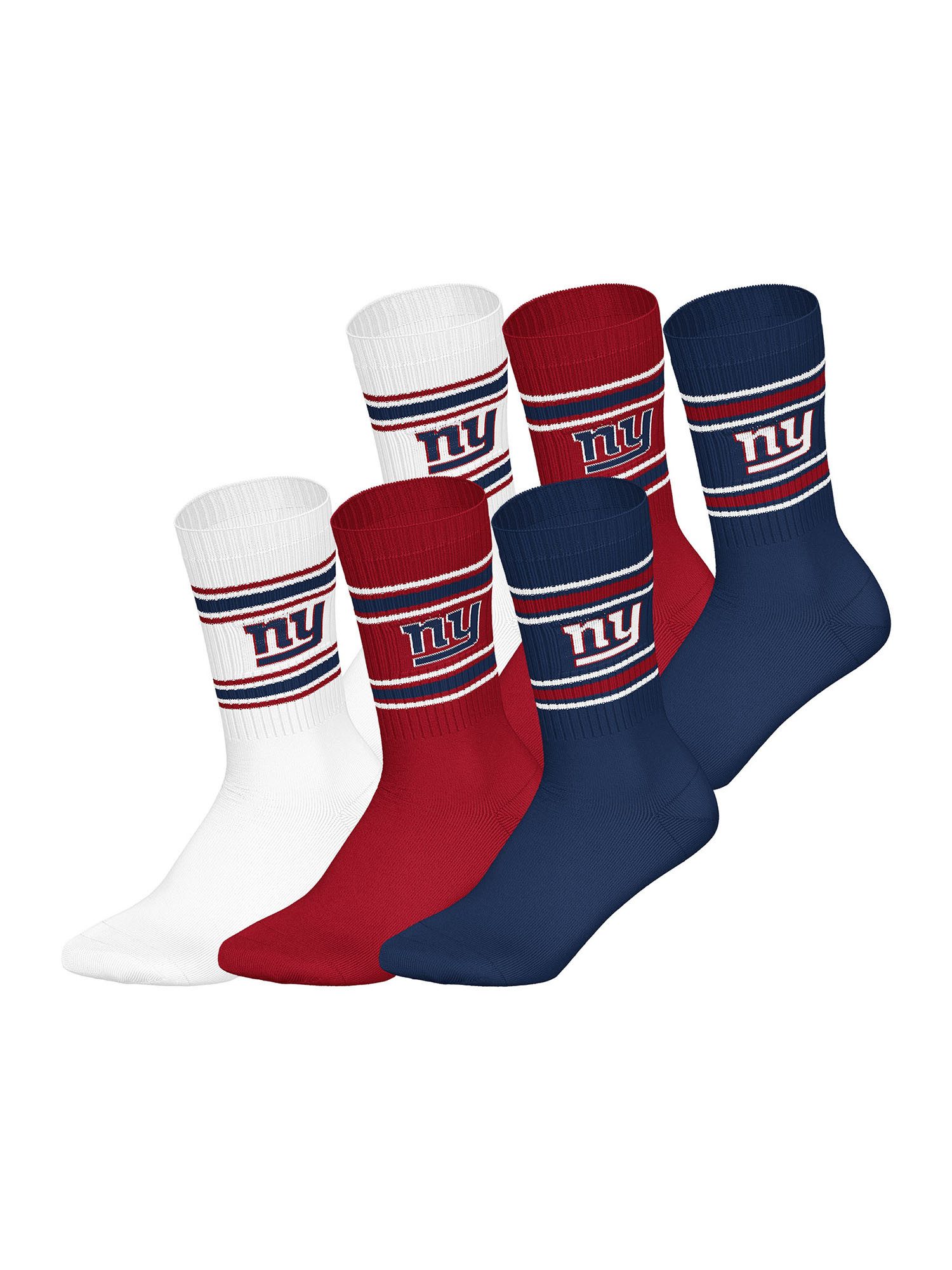 HUDDLE Freizeitsocken NY Giants Crew (6-Paar) Casual Socken, Alltagssocken, Bequeme Socken