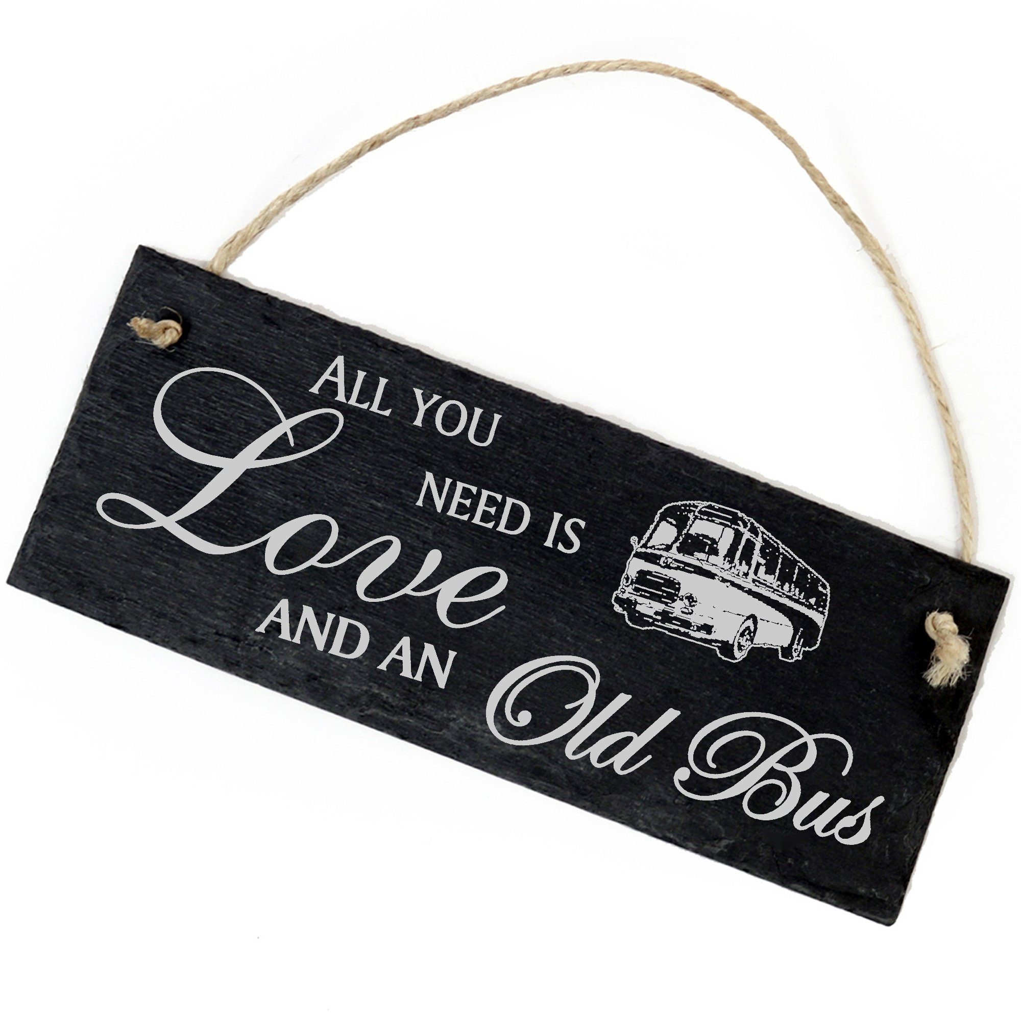Dekolando Hängedekoration alter Bus need and Love you is Old Bus an 22x8cm All