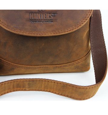 Schompi Schultertasche Kleine Umhängetasche Cross Body Vintage Echtleder Cognac Braun, Messenger Leder-Tasche