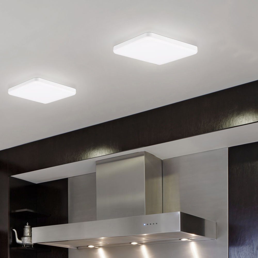 etc-shop LED Deckenleuchte, LED-Leuchtmittel fest verbaut, Neutralweiß, 2er Set LED ALU Decken Panel Einbau Leuchte weiß Wohn