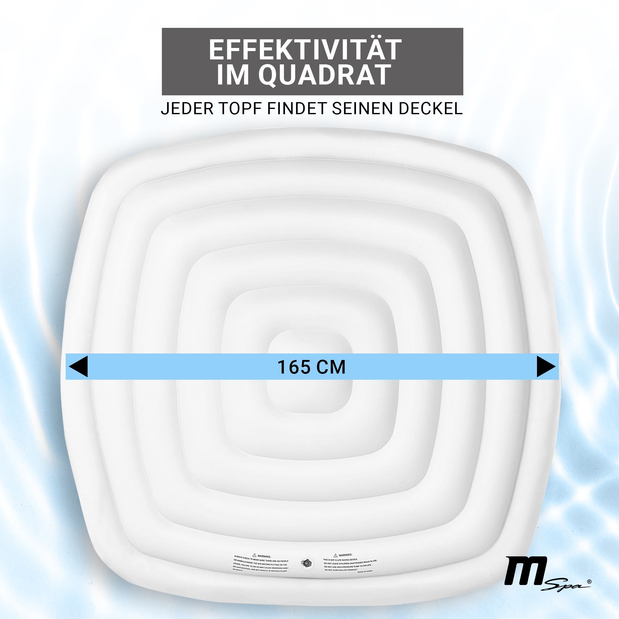 mSpa Pool-Abdeckplane Miweba MSpa Whirlpool aufblasbare Abdeckung (1-St., Thermoabdeckung, isolierend), 165 x 165 cm große Abdeckhaube für 6 Personen Pools - quadratisch