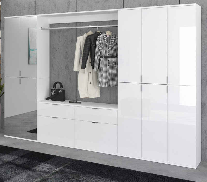 xonox.home Шкафы-Set ProjektX, (Komplett-Garderobe in weiß Hochglanz, 273 x 193 cm), variable Inneneinteilung