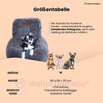 Wahre Tierliebe Hunde-Autositz Premium Hunde Autositz Fluffy - Inkl. Sicherheitsgurt, verschiedene Größen und verschiedene Farben