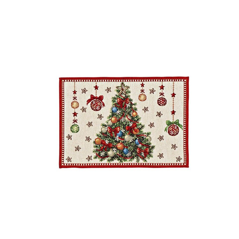 Interdesign24 Tischdecke Tischsets Tannenbaum 2er-Set Beige/Rot günstig online kaufen