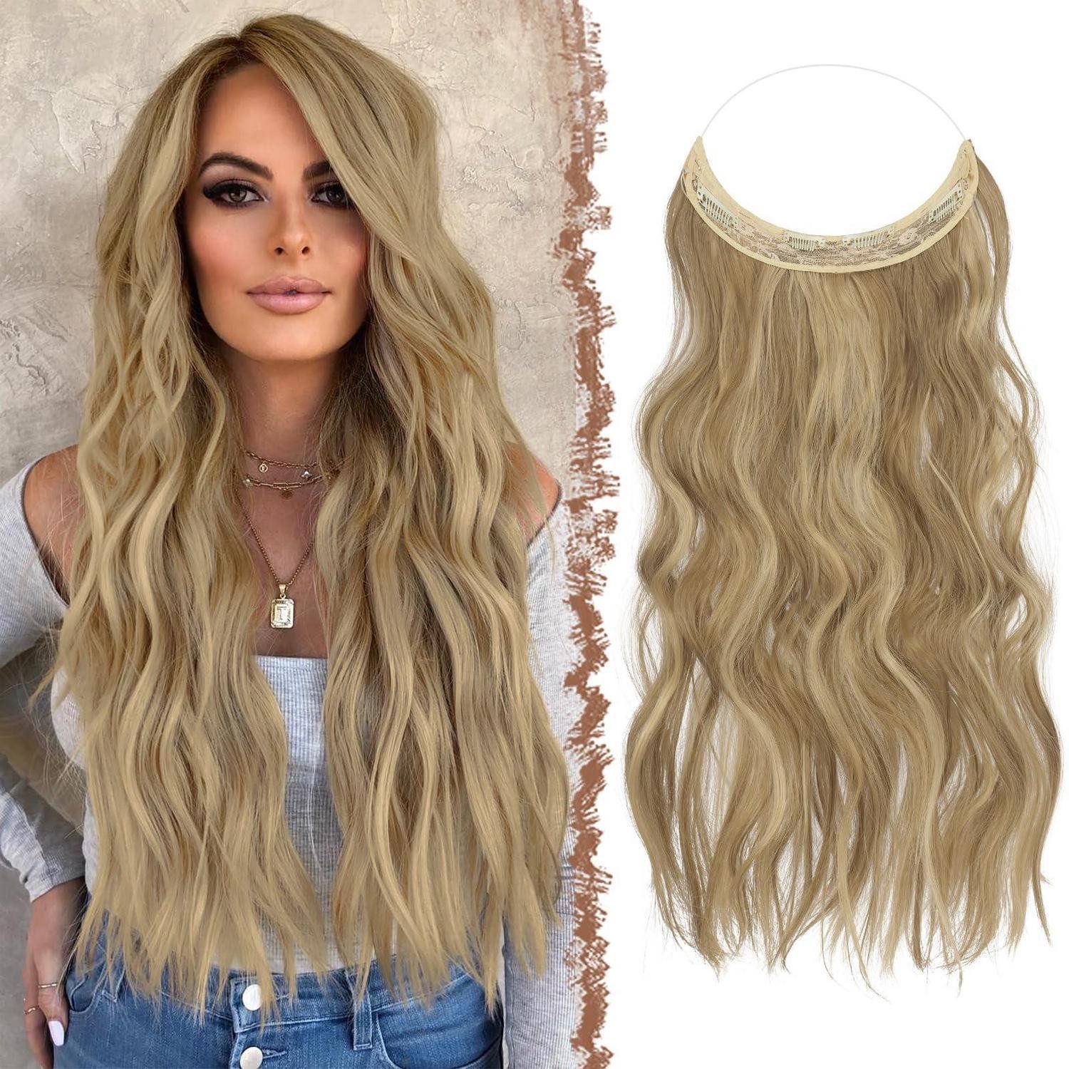 LuxusKollektion Kunsthaar-Extension Haarverlängerung Extensions Haarteile 18H613# Hellbraun & Blond 50 cm