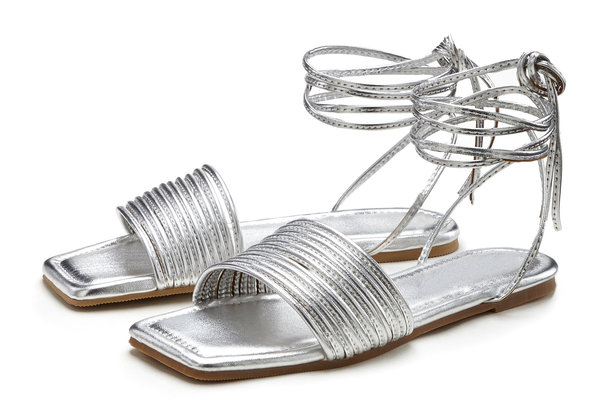 LASCANA Sandale Sandalette, Sommerschuh, Schnürung, glänzen, Gladiatoren Style VEGAN