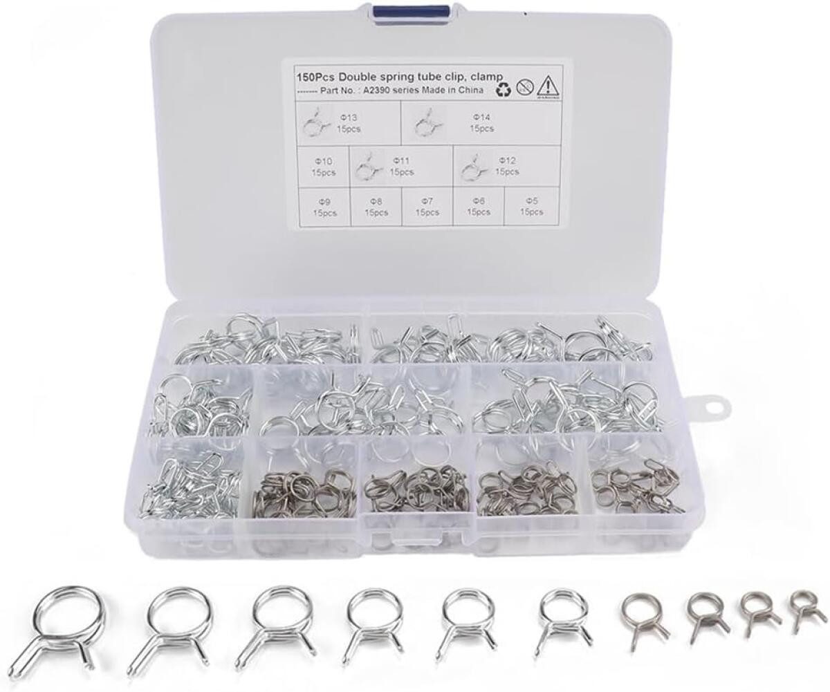 FELIXLEO Schlauchschelle 150 Schlauchschellen Edelstahl 5-14mm Feder Clip Rohr Klemme, (1-St)