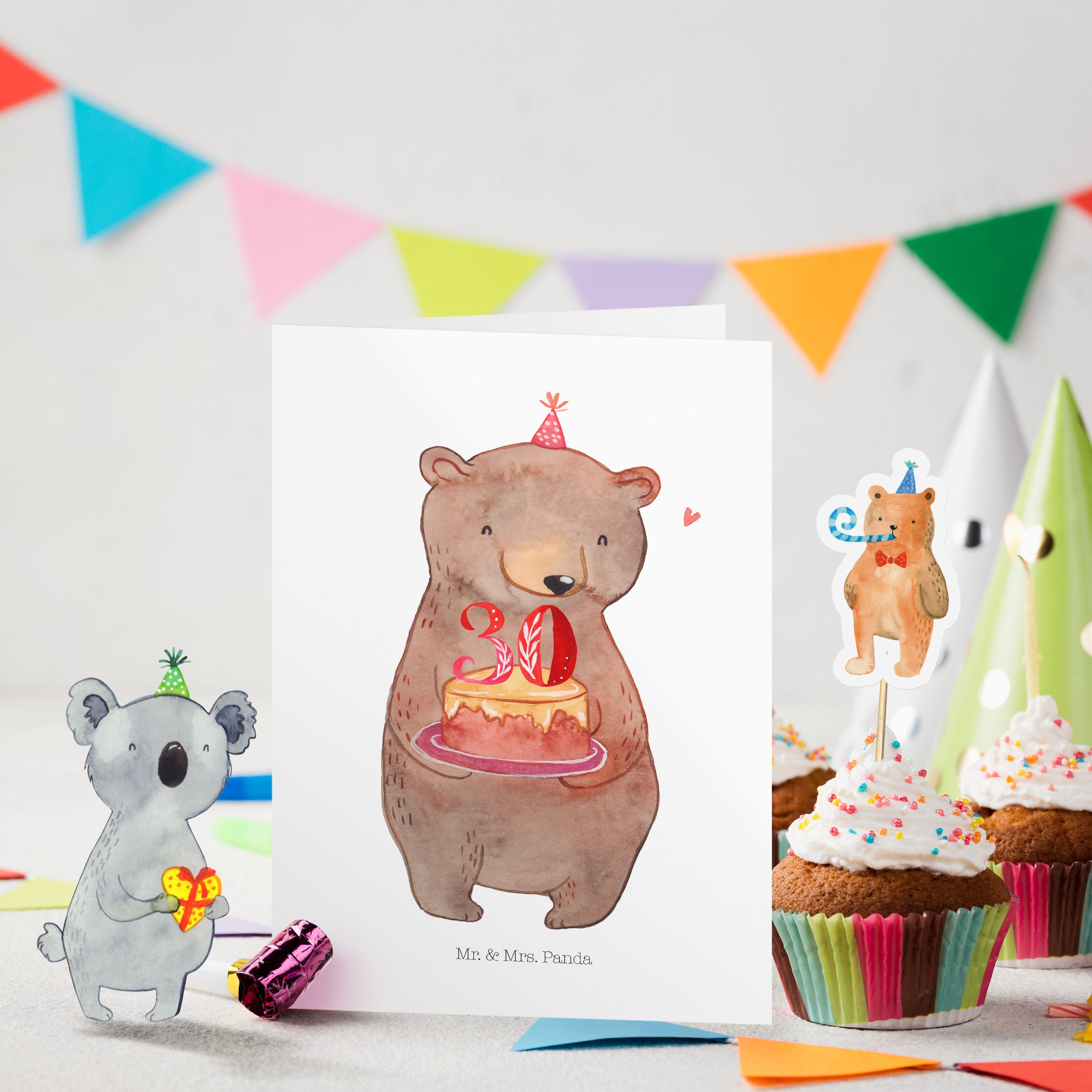 Mr. & Mrs. Geschenk, - Weiß Geburtstagsgeschenk, Bär Geburtstag 30. - Gebu Panda Torte Geburtstagskarten