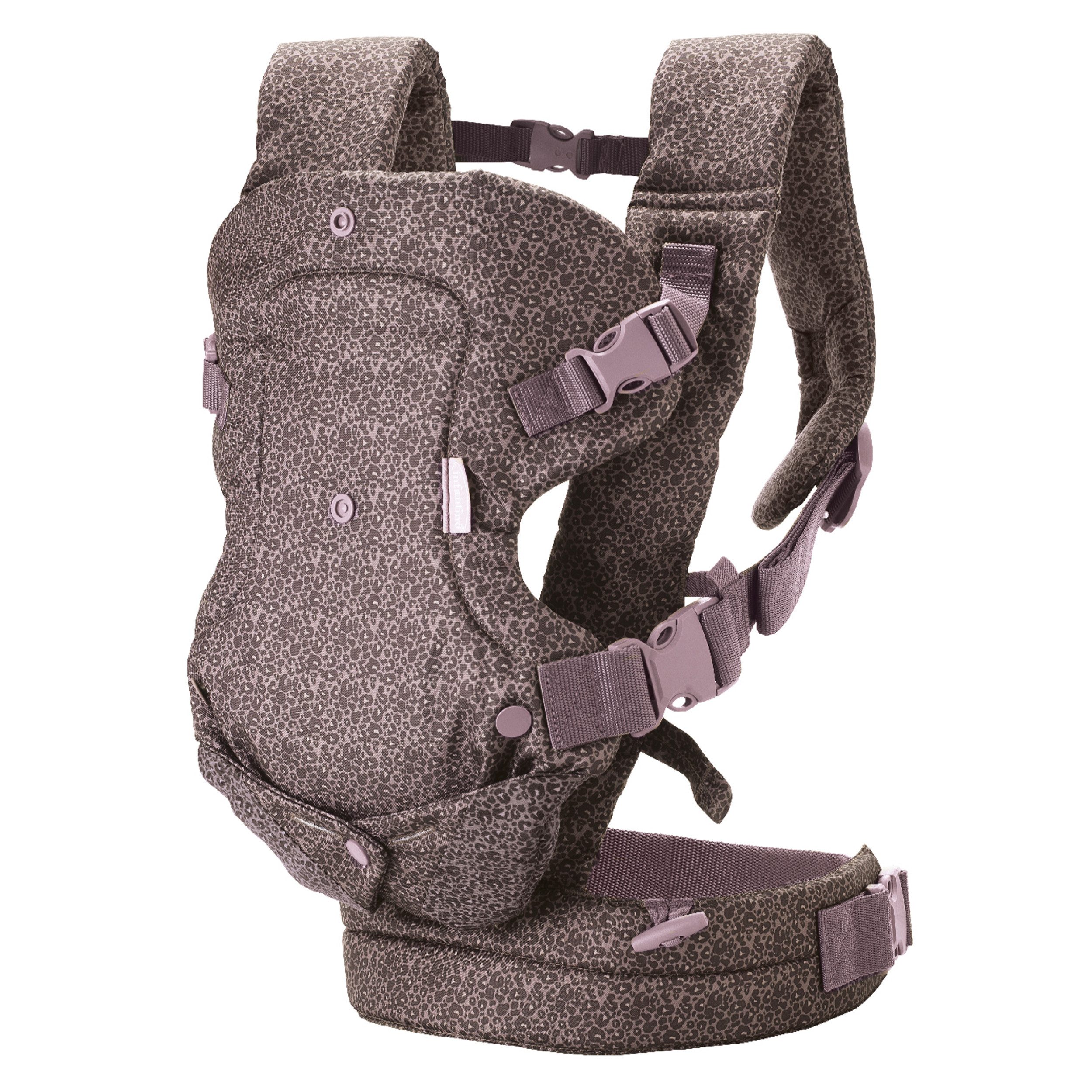 Infantino BKids Babytrage Flip Advanced - Leopard Print, Baby Bauchtrage Rückentrage ab Geburt von 3,6 - 14,5 kg 4 Positionen