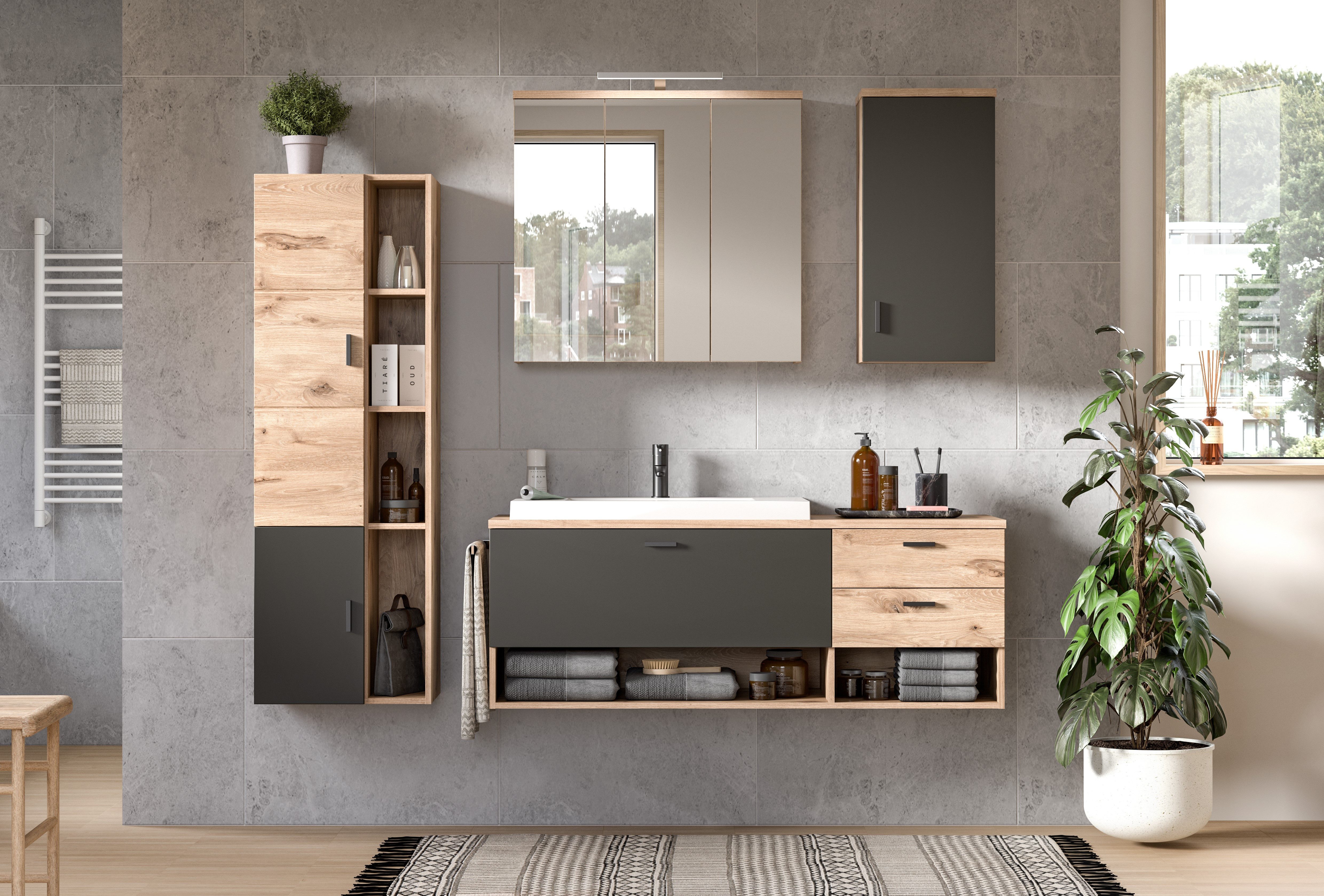 furnling Badezimmerspiegelschrank Guido 3 Spiegeltüren, 9 günstig online kaufen