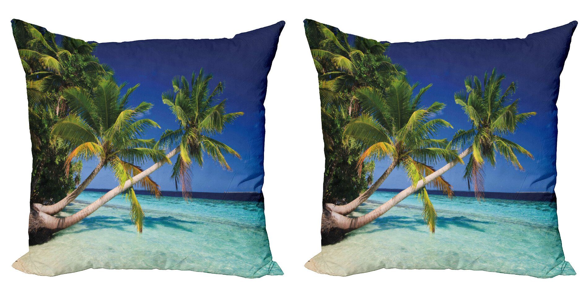 Accent Palms (2 Modern Landschaft Digitaldruck, Doppelseitiger Tropic Island Stück), Kissenbezüge Abakuhaus