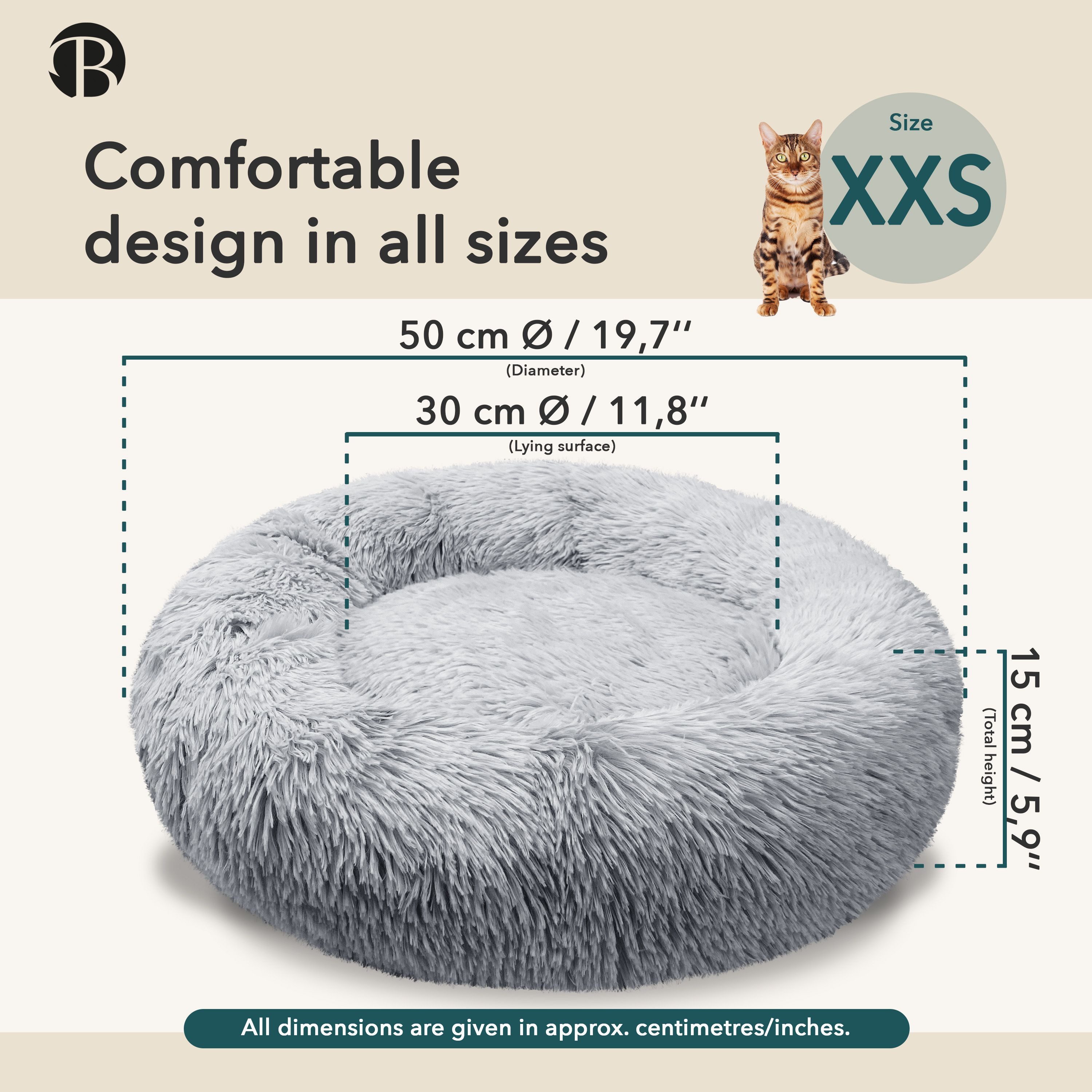 Bluzelle Tierbett Premium Hundebett Hundekissen Donut / Katzenbett Katzenkissen / XXS, Flauschig Kuschelig Weiches Kunstfell, für Kleine Hunde / Hundekorb / Run – Bild 5 von 5