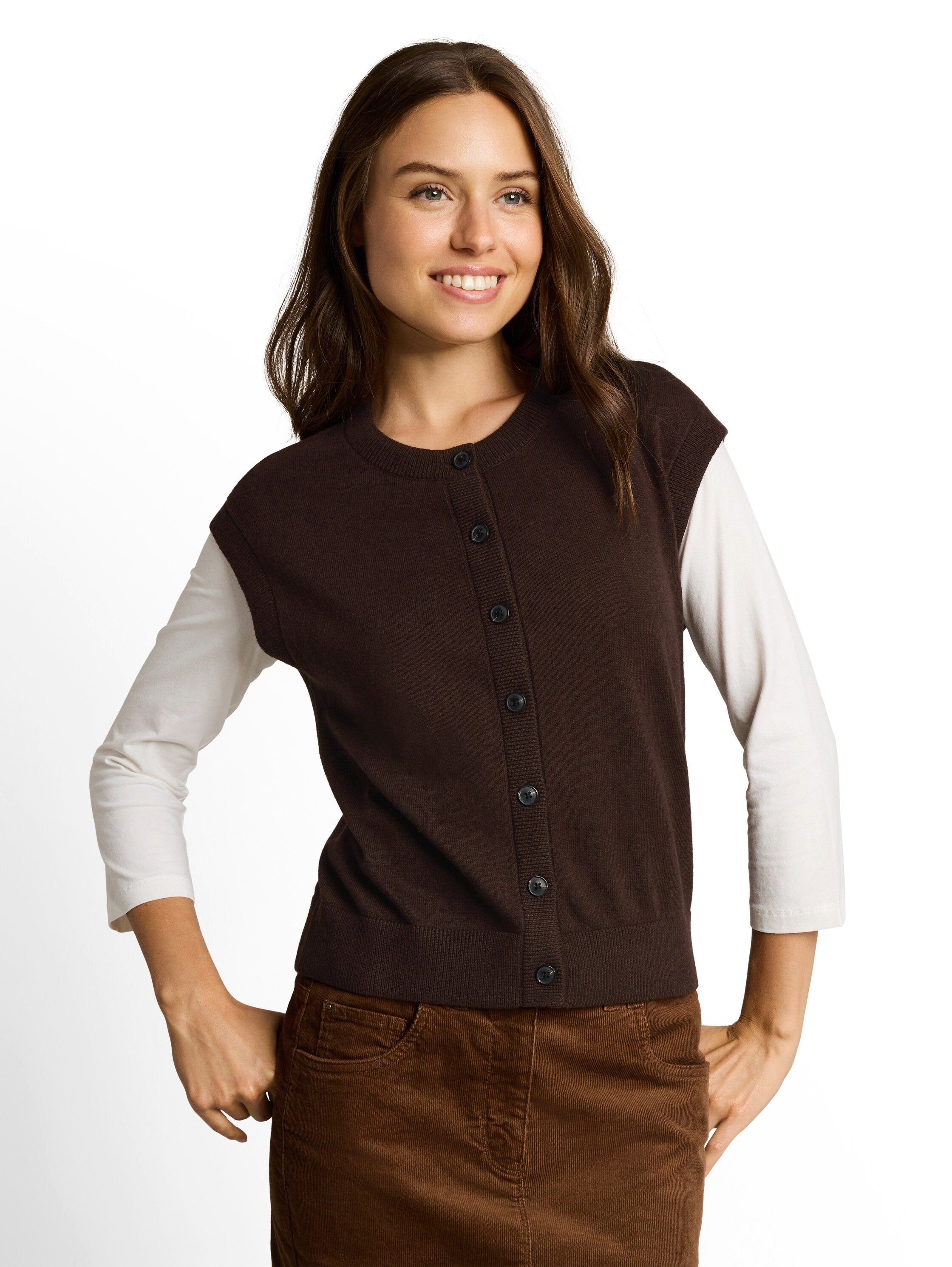 TOM TAILOR Cardigan Regular mit Knopfleiste / ohne Ärmel / Strickweste