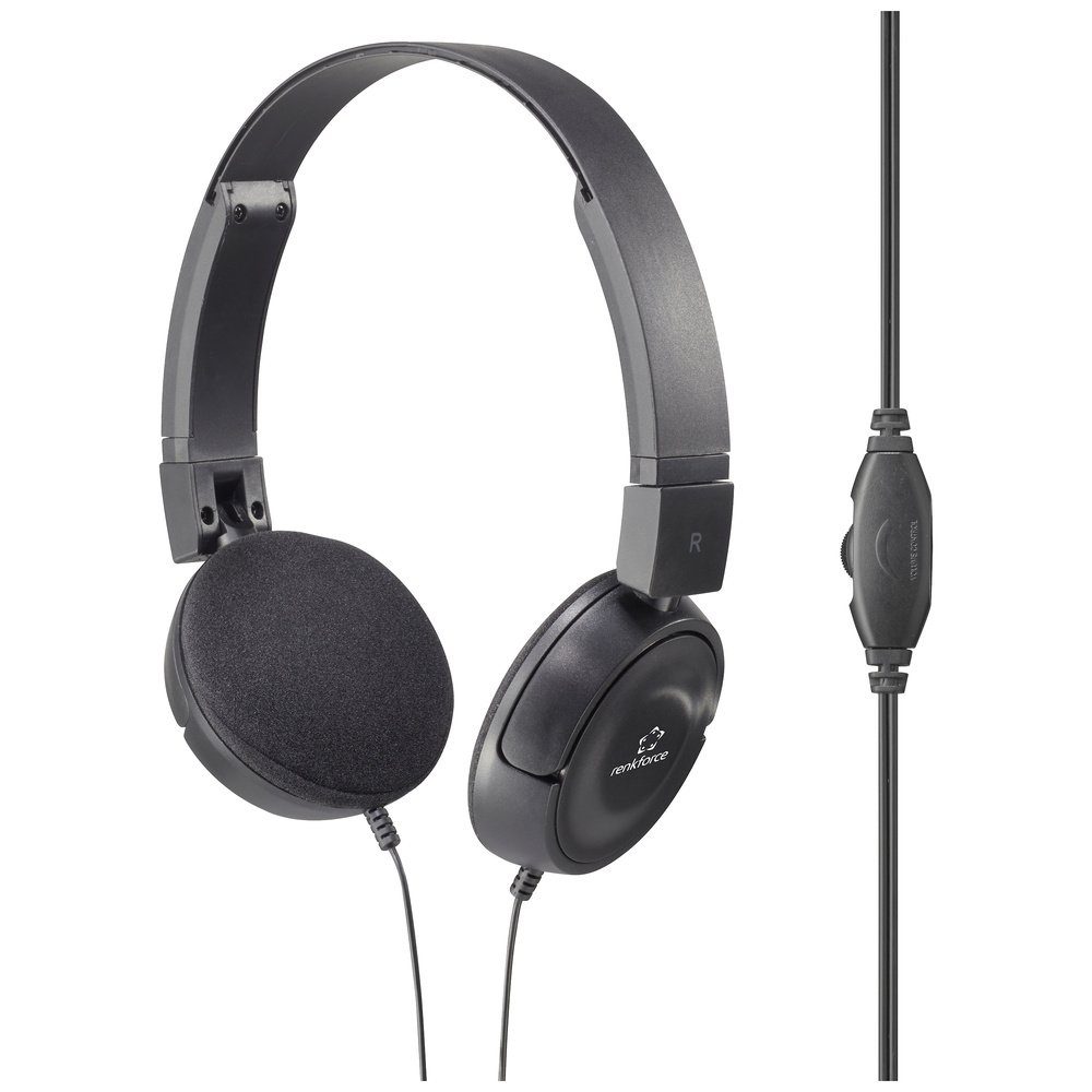 Renkforce Renkforce RF-HS-130 On Ear Kopfhörer kabelgebunden Stereo Schwarz La Kopfhörer