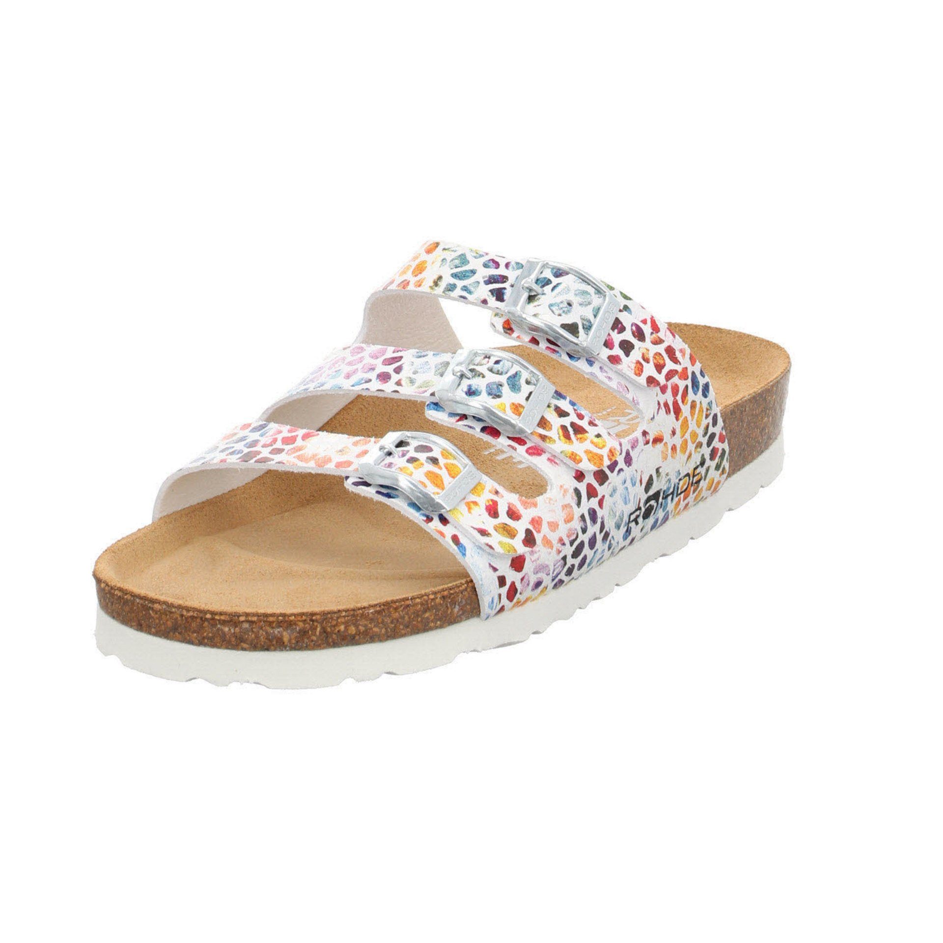 Hausschuh Sandalen Pantoletten Rohde Damen Pantolette Synthetik weiss/bunt Alba