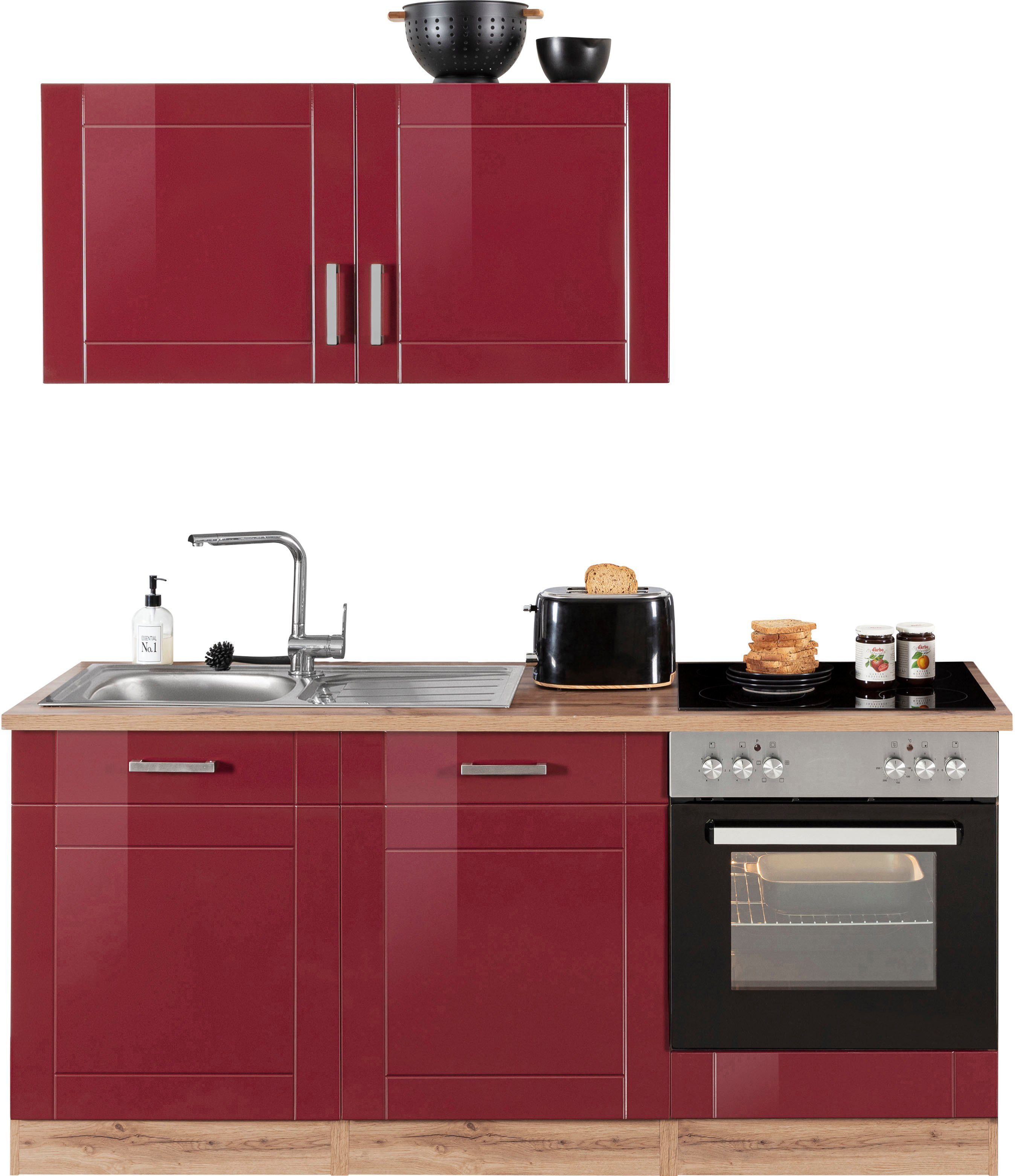 HELD MÖBEL Küchenzeile Tinnum, ohne E-Geräte, Breite 180 cm rot