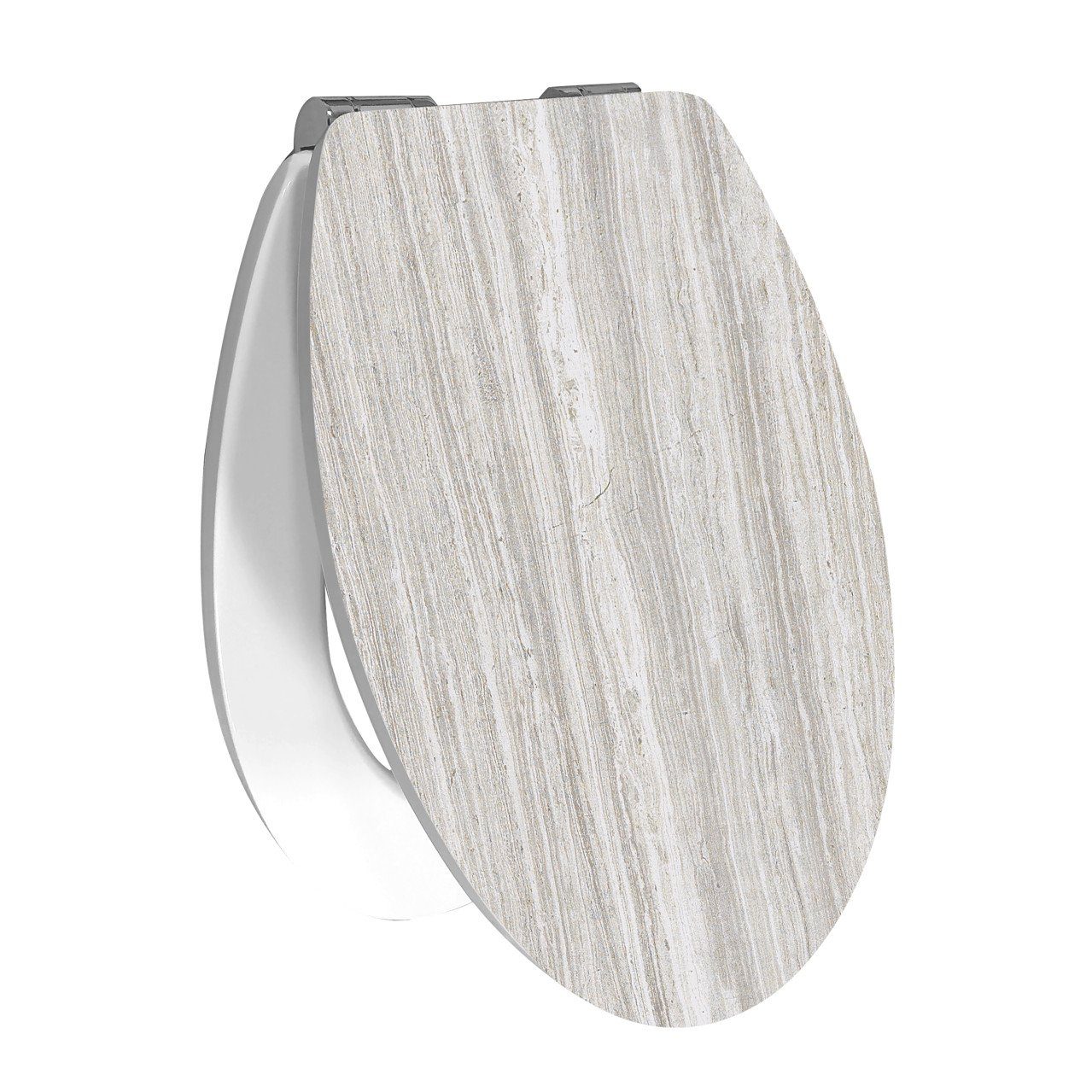 Primaster WC-Sitz Primaster WC-Sitz mit Absenkautomatik White Wood, Abnehmbar Absenkautomatik Edelstahlscharniere