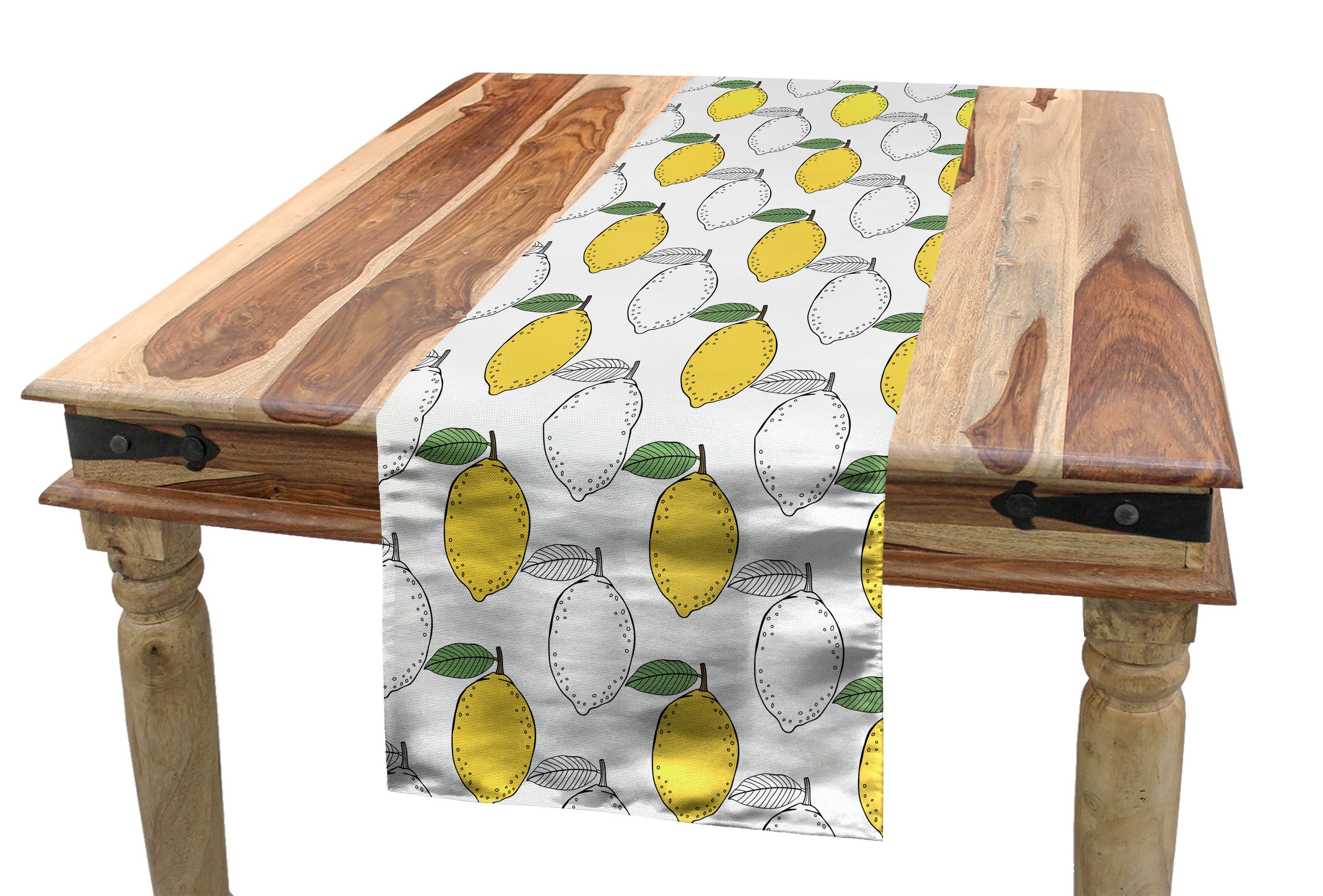 Dekorativer Book Inspired Tischläufer Küche Tischläufer, Abakuhaus Zitronen Esszimmer Rechteckiger Color Motiv