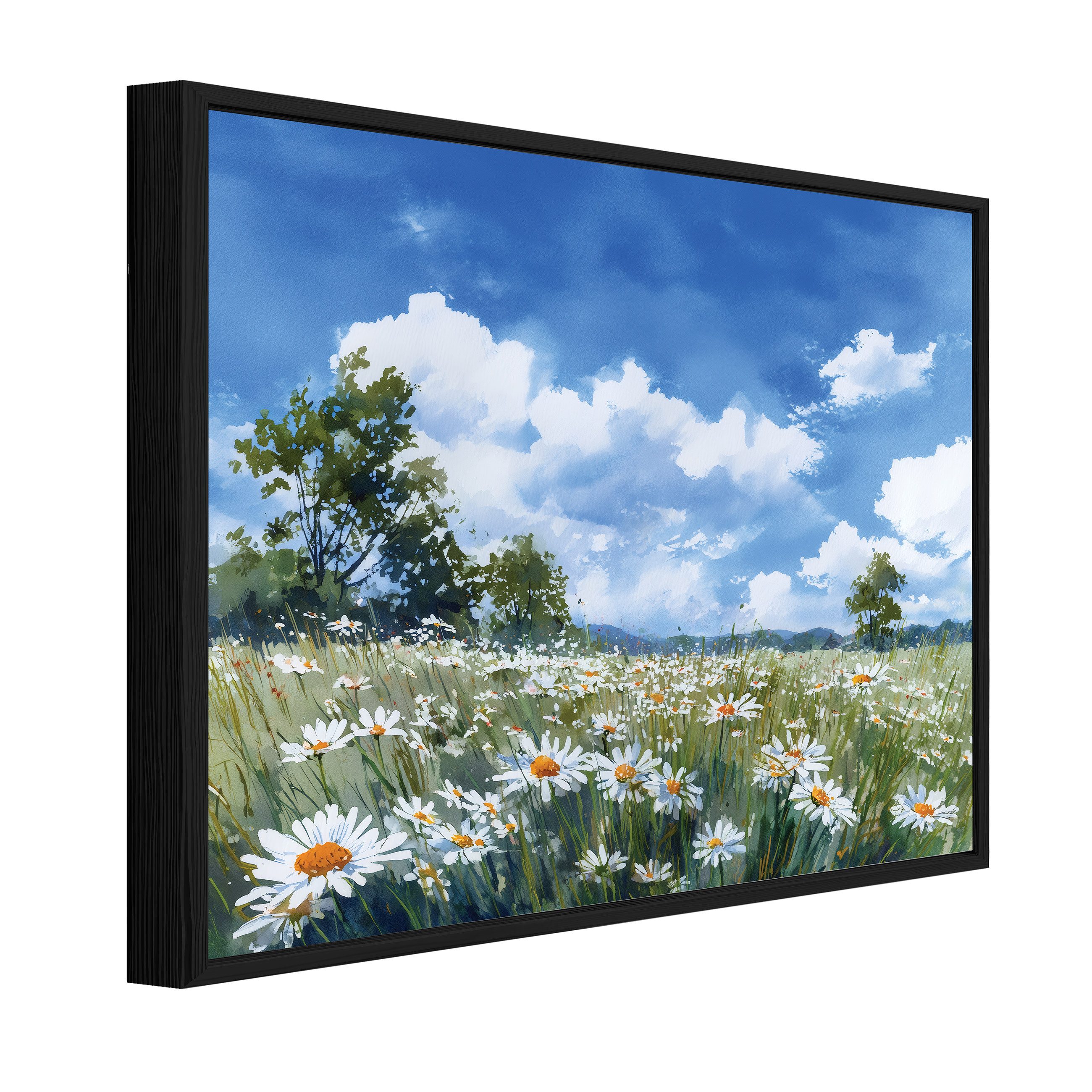 Wallarena Leinwandbild Blumen Wiese - Blau - Modern - Schlafzimmer, Blumen, 40x30x2cm