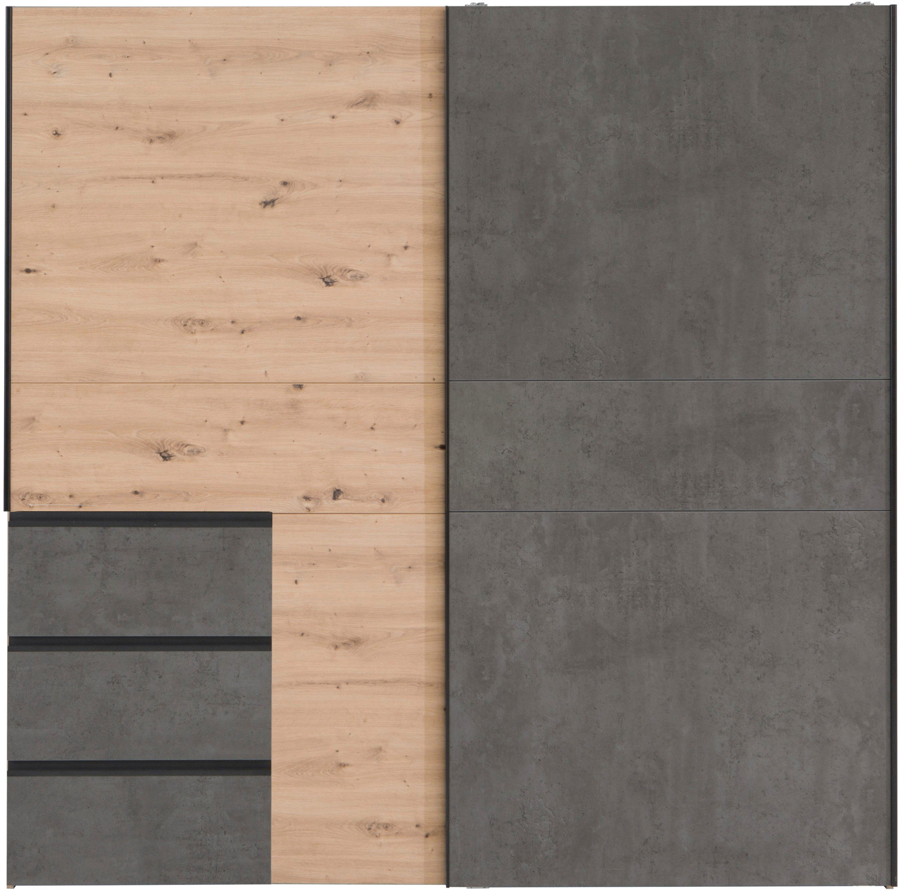 FORTE Schwebetürenschrank Winn, Schiebetürenschrank mit 3 Schubladen, Made in Europe (In 2 Größen erhältlich - B/H/T ca. 170x200,5x61cm und 200x200,5x61cm) verschiedene Größen und Farben, sehr viel Stauraum