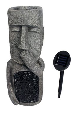 Arnusa LED Solarleuchte Gartenfigur Moai bepflanzbar Deko Figur Gartendeko, bepflanzbar, LED fest integriert, warmweiß, Solarlampe, 22x18x52 cm