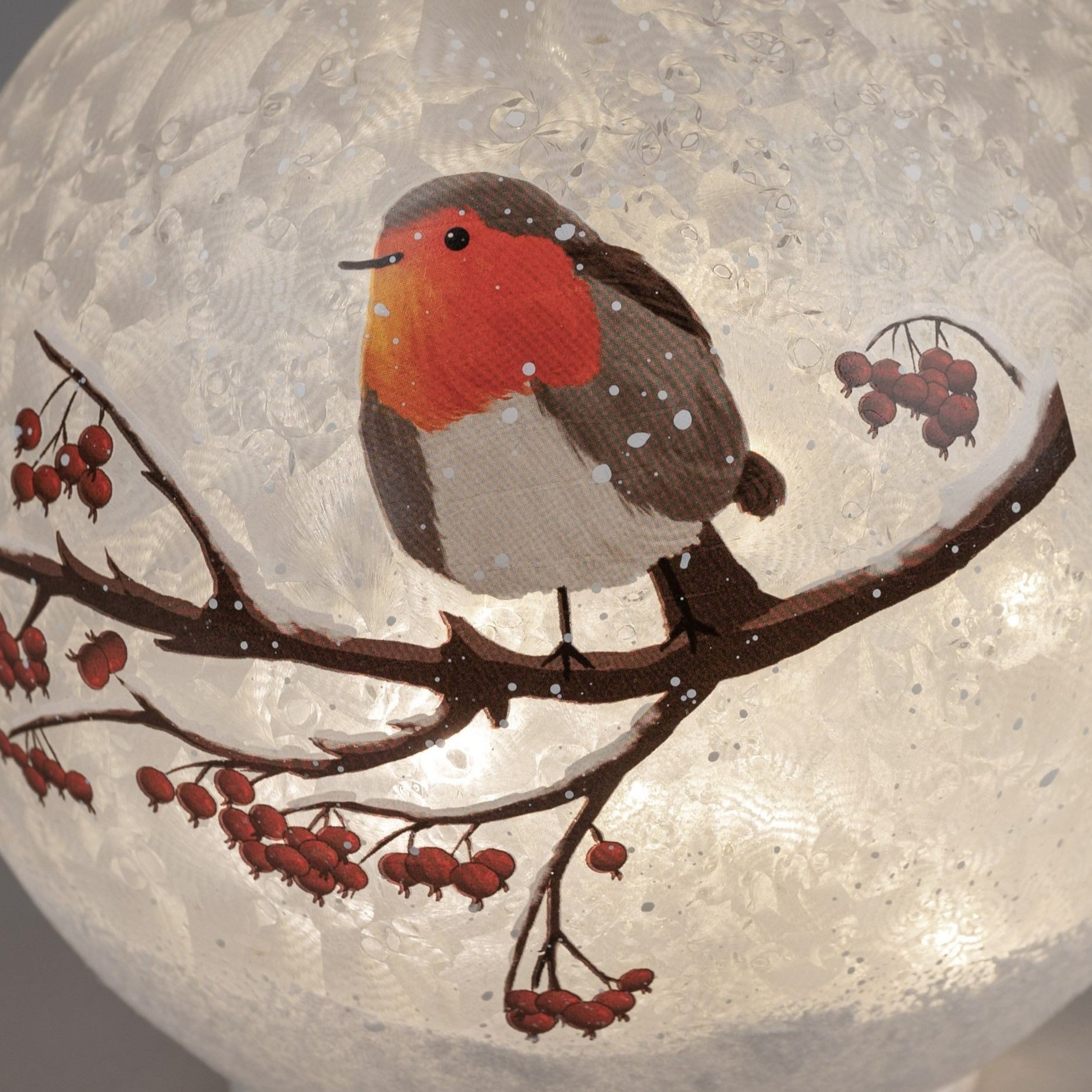 formano Dekokugel Winterzeit, Mit Timerfunktion, Weiß, Motiv: Vogel günstig online kaufen