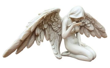 Fachhandel Plus Gartenfigur Engel mit Flügel knieend, (1 St), Grabengel, Skulptur, Putte