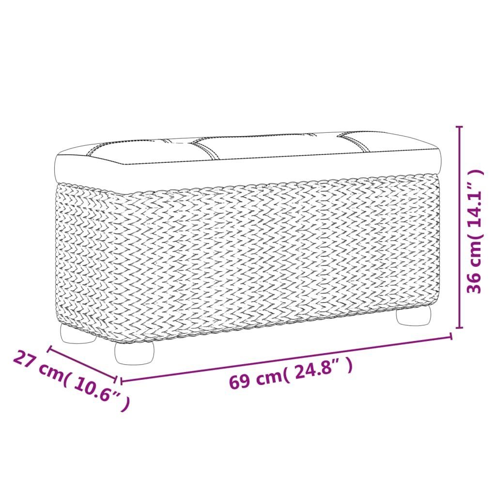 Braunem Stauraum cm Rohrkolben und 69 Braun Braun Kissen mit | Sitzbank vidaXL Bank