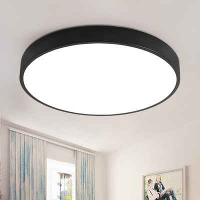 style home Deckenleuchte LED Deckenlampe aus Metall, 24W, LED fest integriert, Warmweiß 3000K, für Wohnzimmer Schlafzimmer Küche Büro Flur Ø30*4cm Schwarz