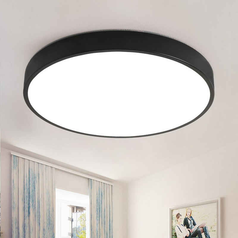 style home Deckenleuchte Deckenlampe Runde Leuchte, 24W, LED fest integriert, Warmweiß 3000K, Ø30*4cm, Schwarz, für Wohnzimmer Schlafzimmer Küche