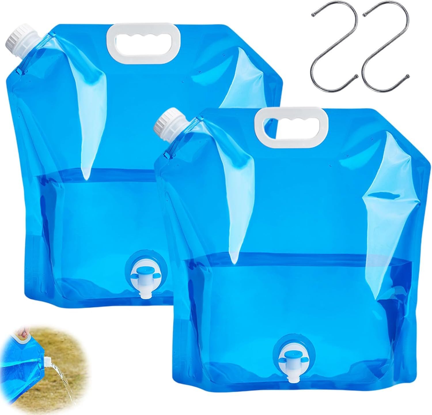 FELIXLEO Trinkflasche 2pcs Faltbarer Wasserkanister Wasserbehaelter Tragbar mit Hahn