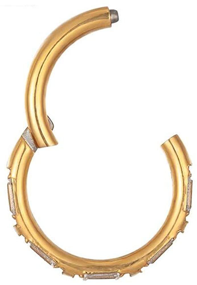 Edged Zirkonia Stärke Septum 1,2x8mm Hinged Segmentring Titan Charnier/Conch Clicker Gold/ G23 Piercing-Set Karisma 1,2 Kristallrand Piercing Ring - Karisma Ohrring