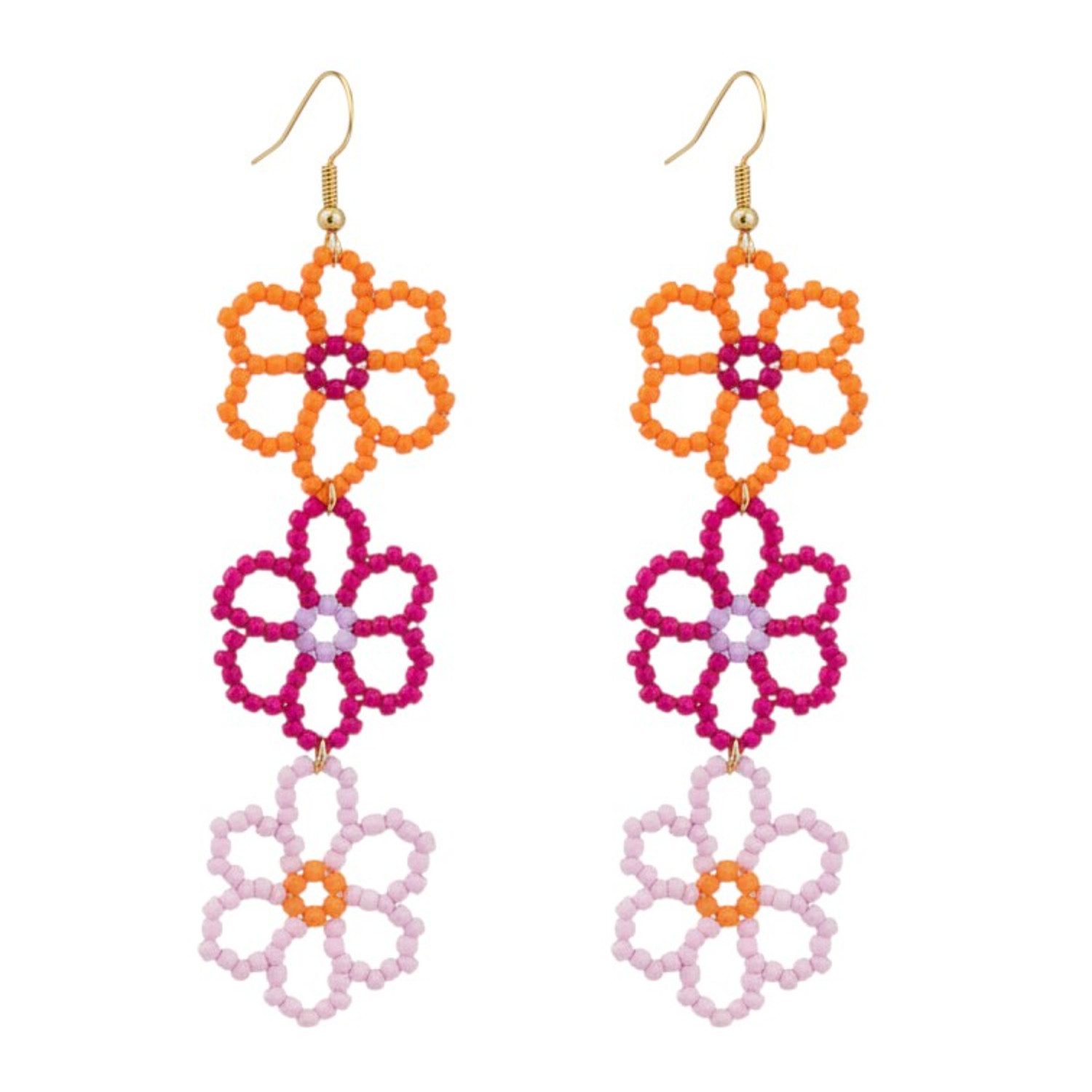 KARMA Paar Ohrhänger Ohrringe Blumen Bunt Acryl 9 cm Damenohrringe (Damen Blumenohrringe Hängeohrringe), Ohrschmuck Damenschmuck Ohrschmuck